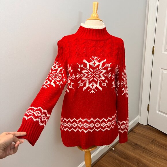 Talbots Snowflake Fair Isle Sweater Sz S - Picture 3 of 10